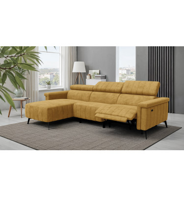 Canapé d'angle 4 places NORDEL, tissu moutarde