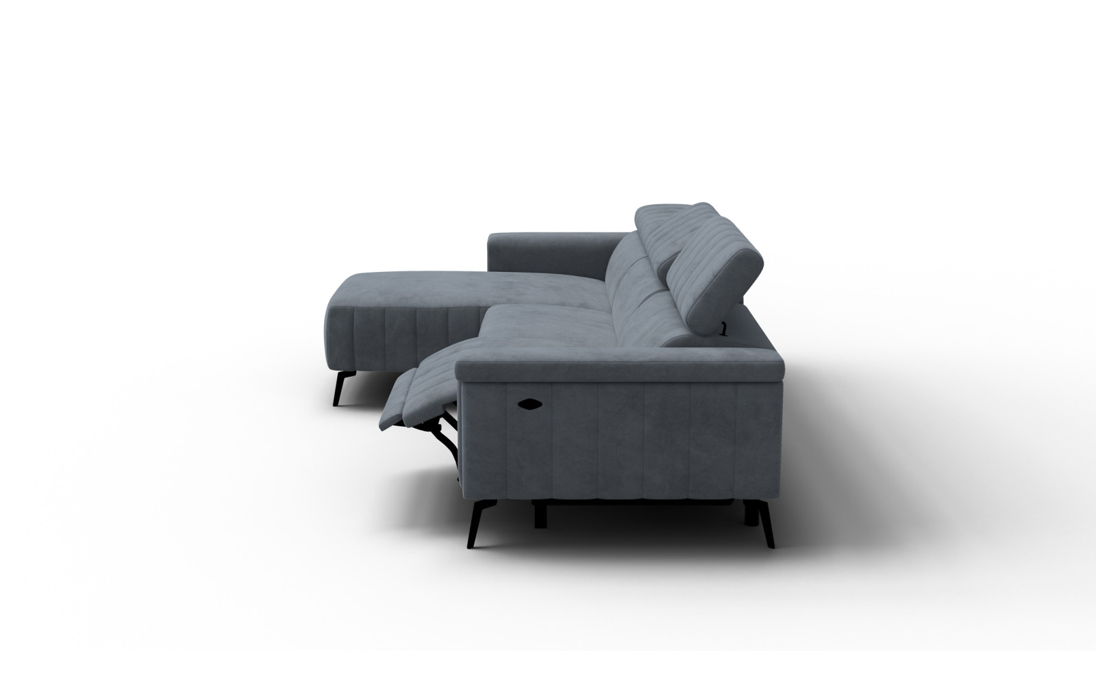 Canapé d'angle 4 places NORDEL, tissu gris foncé