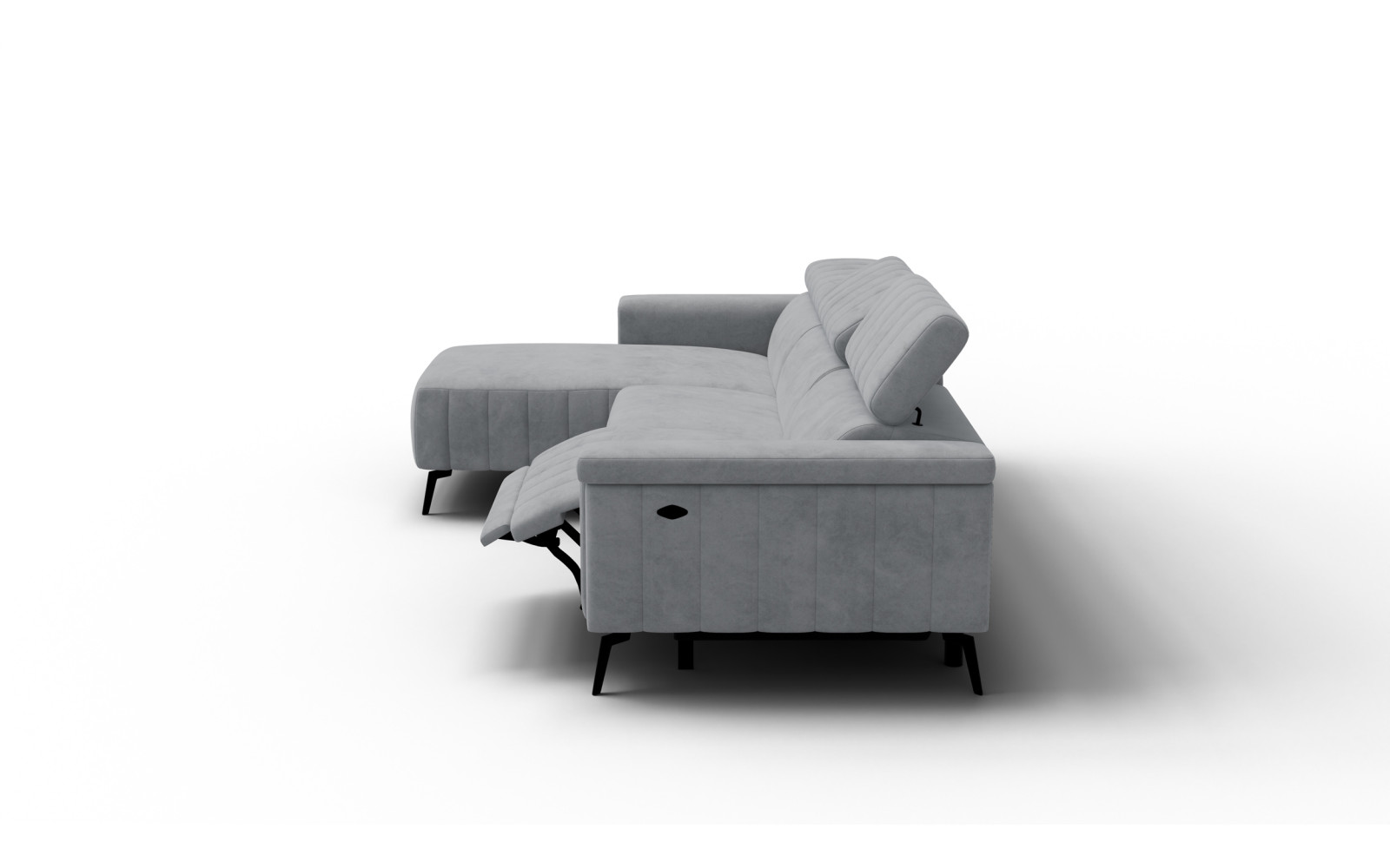 Canapé d'angle 4 places NORDEL, tissu gris