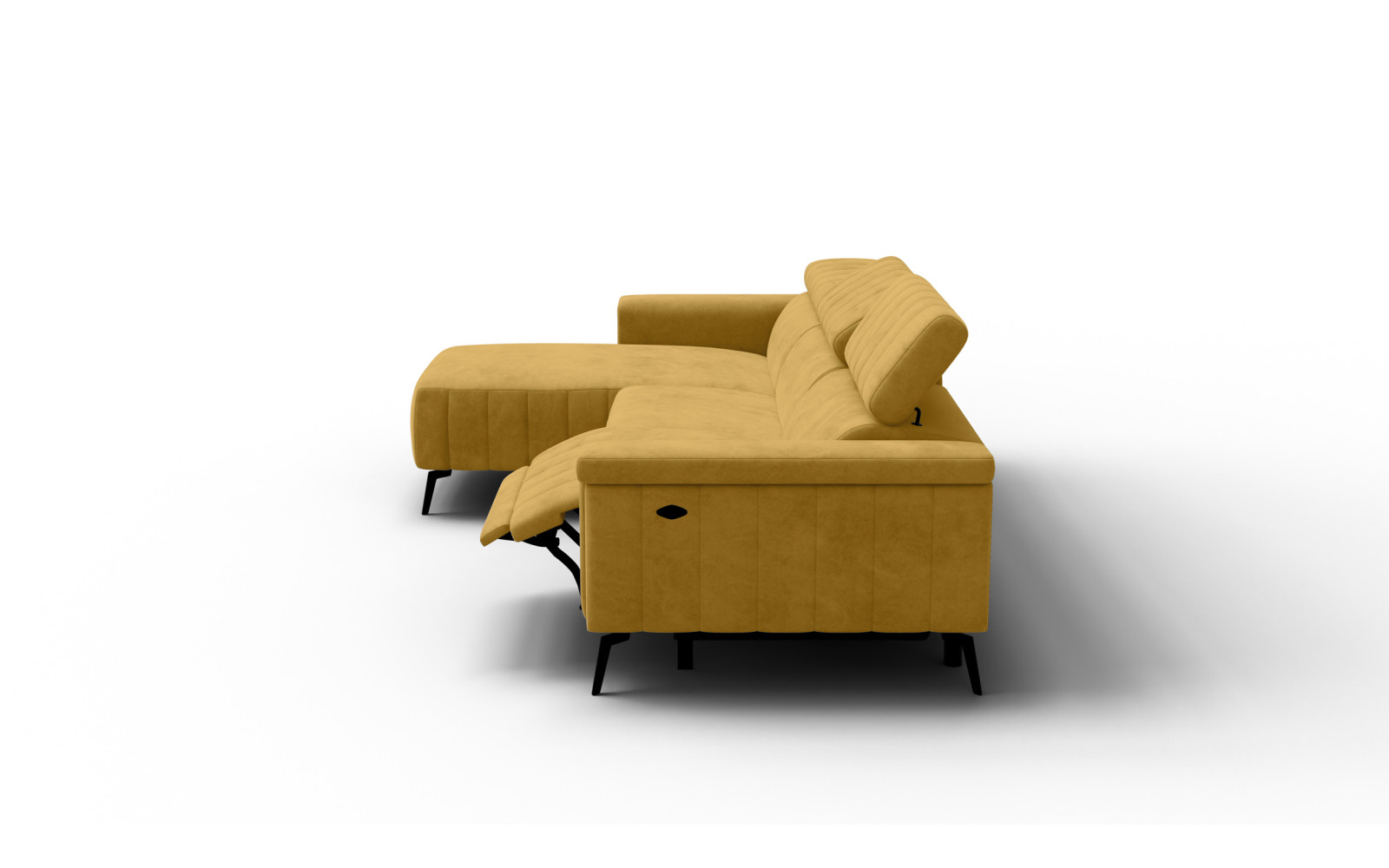 Canapé d'angle 4 places NORDEL, tissu moutarde