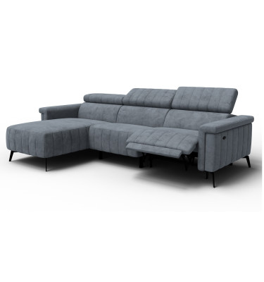 Canapé d'angle 4 places NORDEL, tissu gris foncé