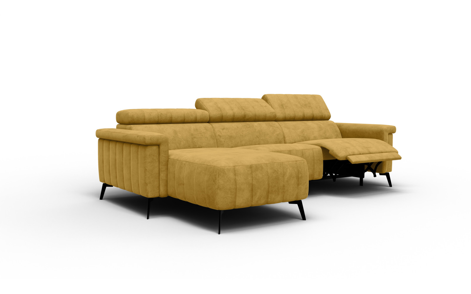 Canapé d'angle 4 places NORDEL, tissu moutarde