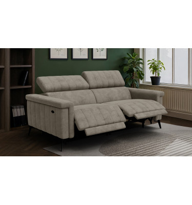 Canapé relax 3 places NORDEL, tissu beige foncé