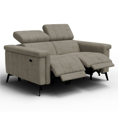 Canapé relax 2 places NORDEL, tissu beige foncé
