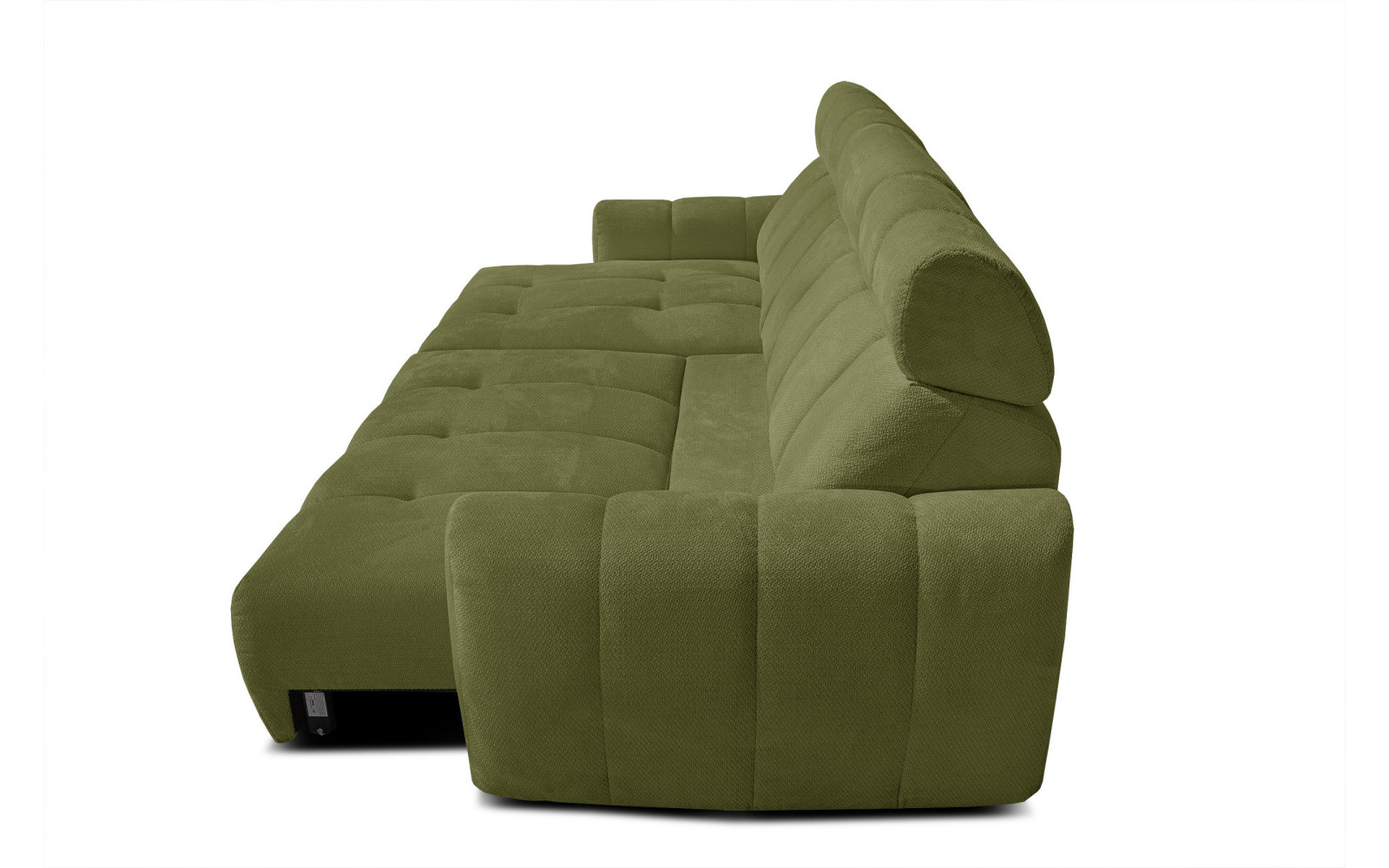 KIMI 3-Sitzer Ecksofa links, ausziehbarer Sitz, verstellbare Kopfstützen, olivgrün