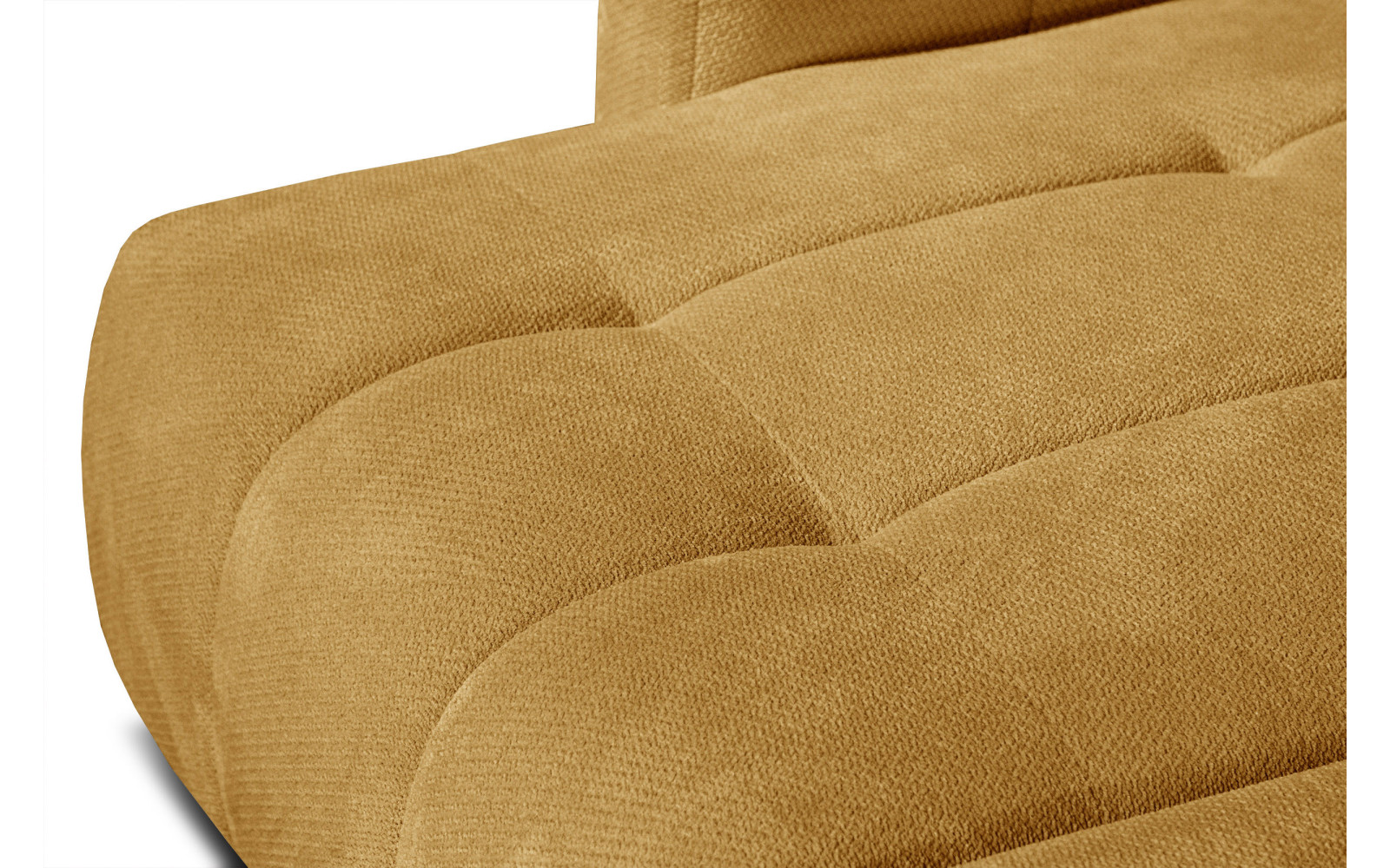 KIMI 3-Sitzer Ecksofa links, ausziehbarer Sitz, verstellbare Kopfstützen, gelb senf