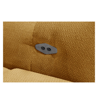 KIMI 3-Sitzer Ecksofa links, ausziehbarer Sitz, verstellbare Kopfstützen, gelb senf