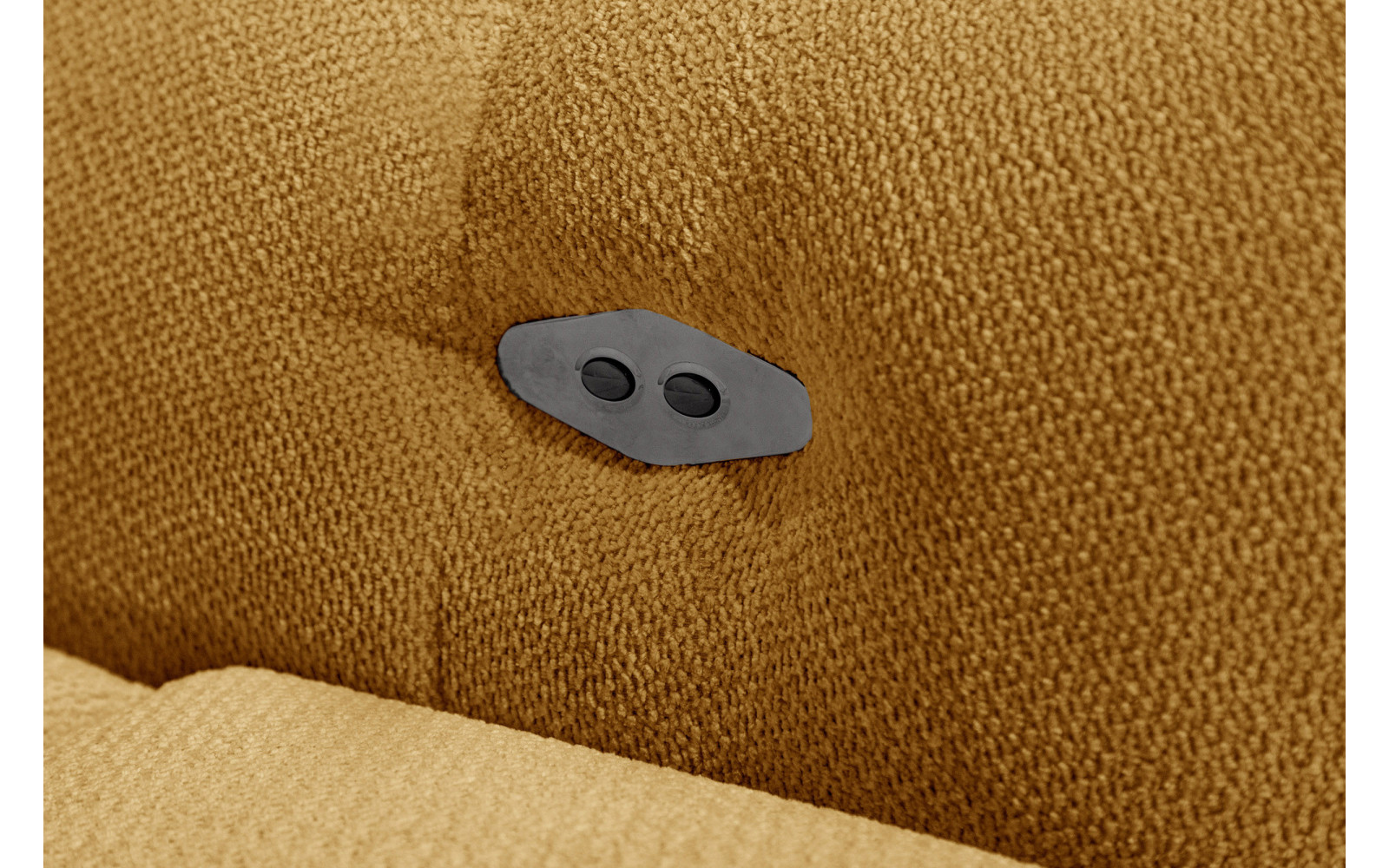 KIMI 3-Sitzer Ecksofa links, ausziehbarer Sitz, verstellbare Kopfstützen, gelb senf