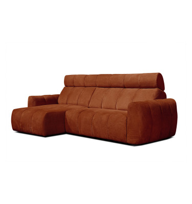 KIMI 3-Sitzer Ecksofa links, ausziehbarer Sitz, verstellbare Kopfstützen, rot