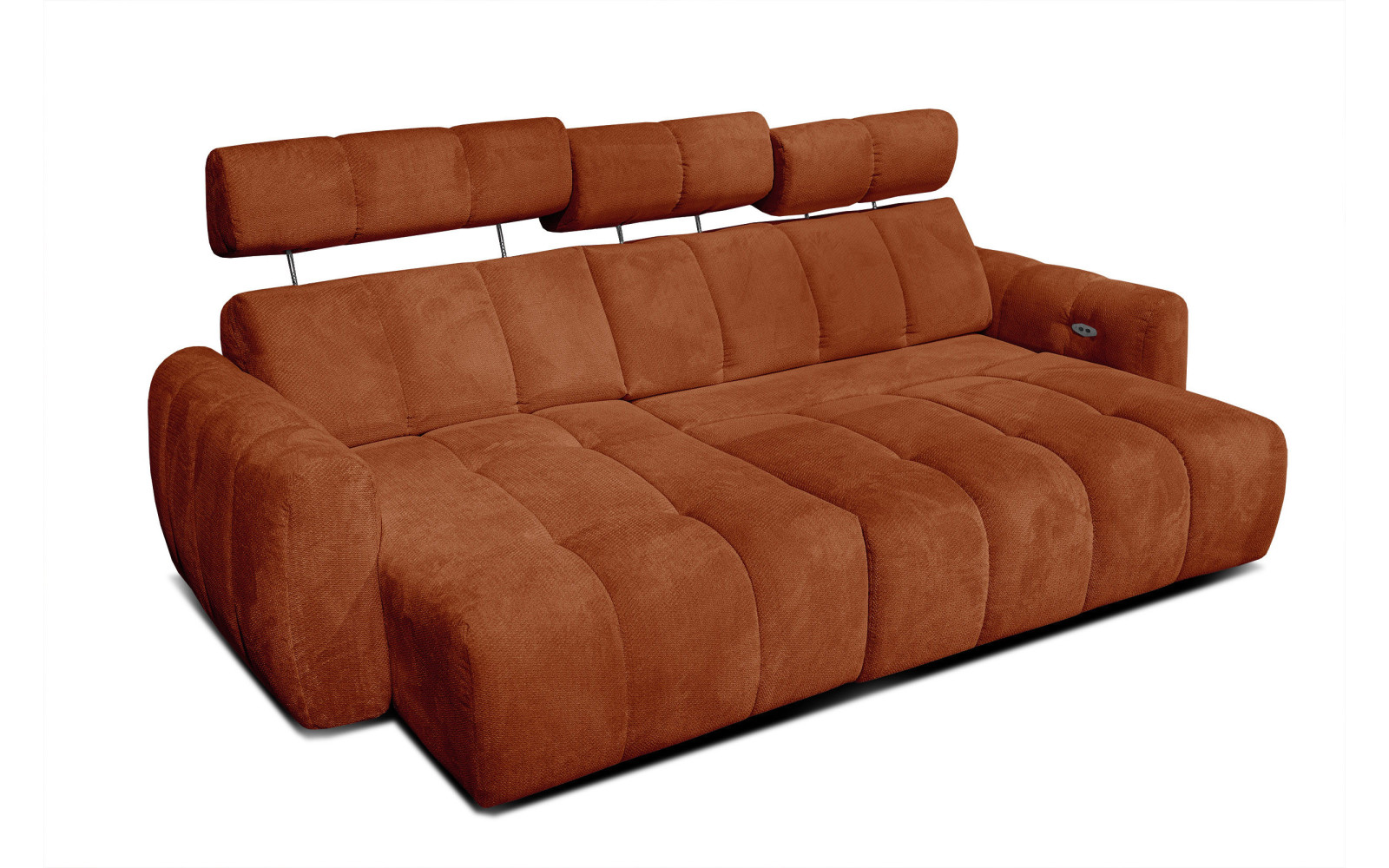 KIMI 3-Sitzer Ecksofa links, ausziehbarer Sitz, verstellbare Kopfstützen, rot