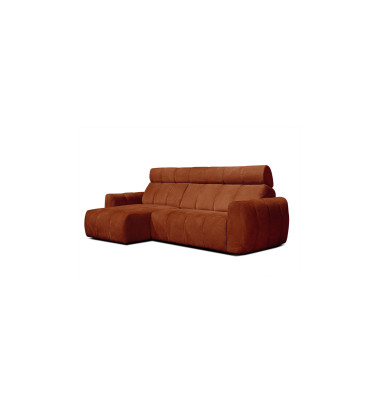 KIMI 3-Sitzer Ecksofa links, ausziehbarer Sitz, verstellbare Kopfstützen, rot