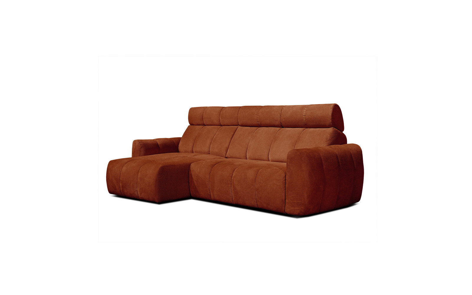 KIMI 3-Sitzer Ecksofa links, ausziehbarer Sitz, verstellbare Kopfstützen, rot