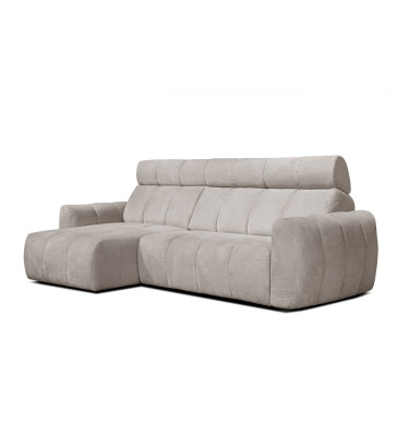 KIMI 3-Sitzer Ecksofa links, ausziehbarer Sitz, verstellbare Kopfstützen, beige
