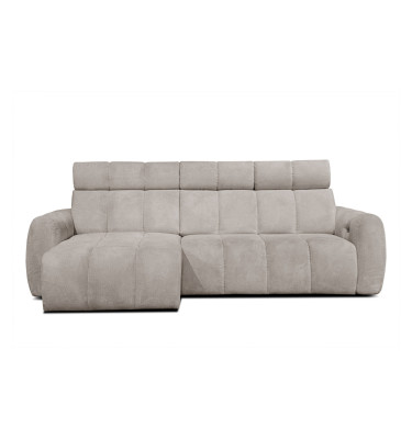 KIMI 3-Sitzer Ecksofa links, ausziehbarer Sitz, verstellbare Kopfstützen, beige