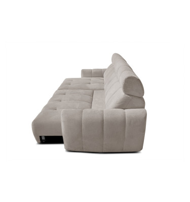 KIMI 3-Sitzer Ecksofa links, ausziehbarer Sitz, verstellbare Kopfstützen, beige
