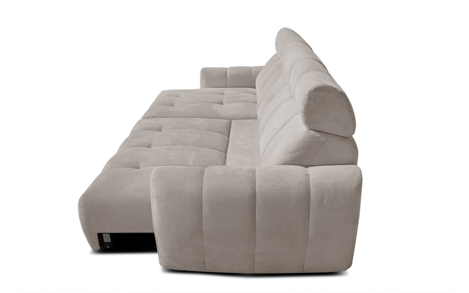 KIMI 3-Sitzer Ecksofa links, ausziehbarer Sitz, verstellbare Kopfstützen, beige