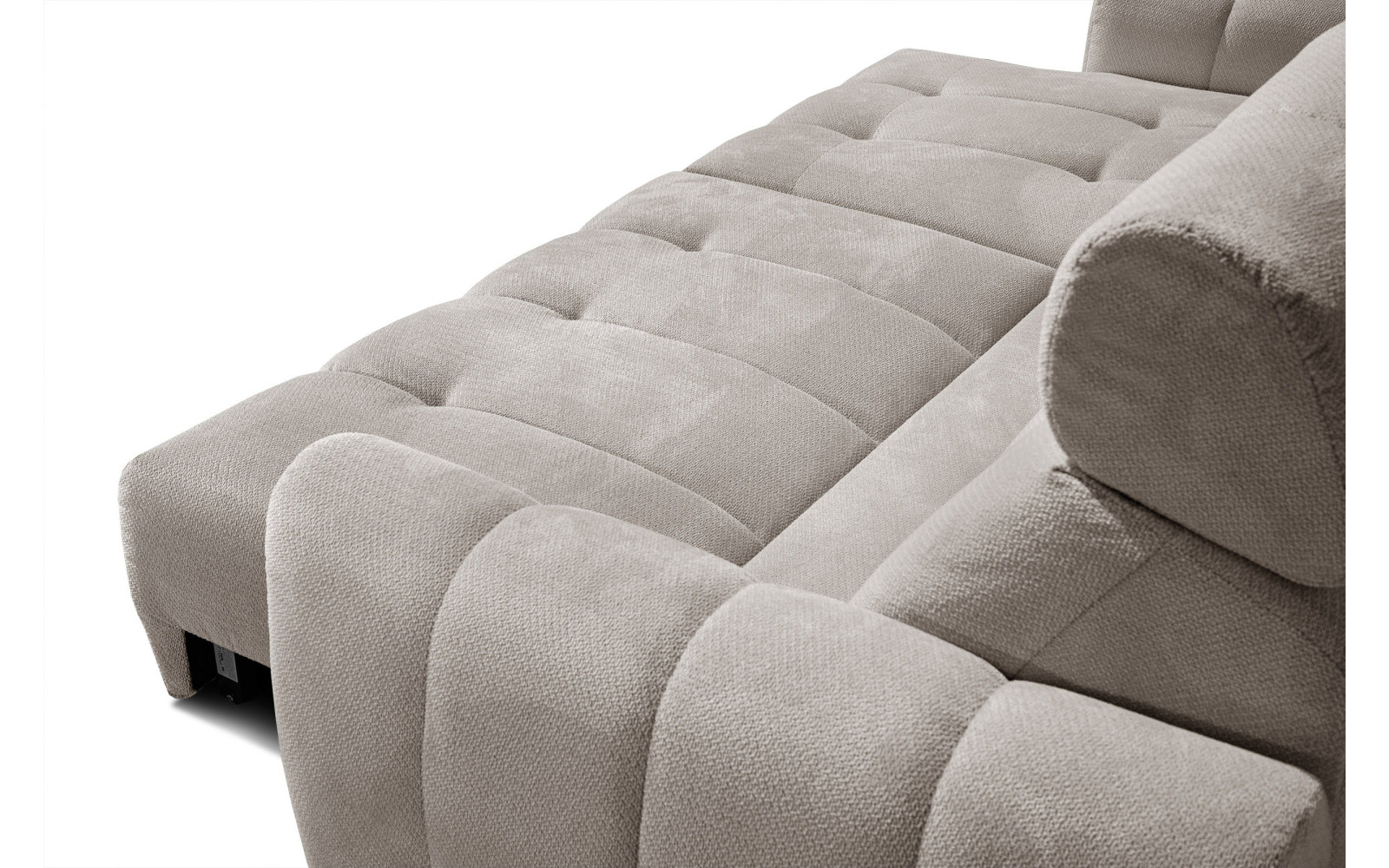 KIMI 3-Sitzer Ecksofa links, ausziehbarer Sitz, verstellbare Kopfstützen, beige