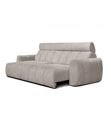 KIMI 3-Sitzer Ecksofa links, ausziehbarer Sitz, verstellbare Kopfstützen, beige