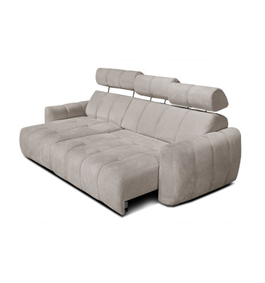 KIMI 3-Sitzer Ecksofa links, ausziehbarer Sitz, verstellbare Kopfstützen, beige