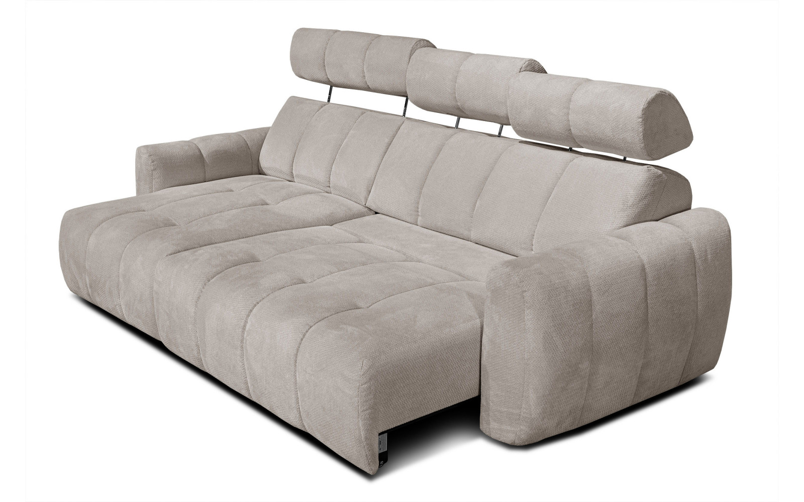 KIMI 3-Sitzer Ecksofa links, ausziehbarer Sitz, verstellbare Kopfstützen, beige