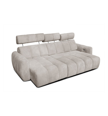 KIMI 3-Sitzer Ecksofa links, ausziehbarer Sitz, verstellbare Kopfstützen, beige