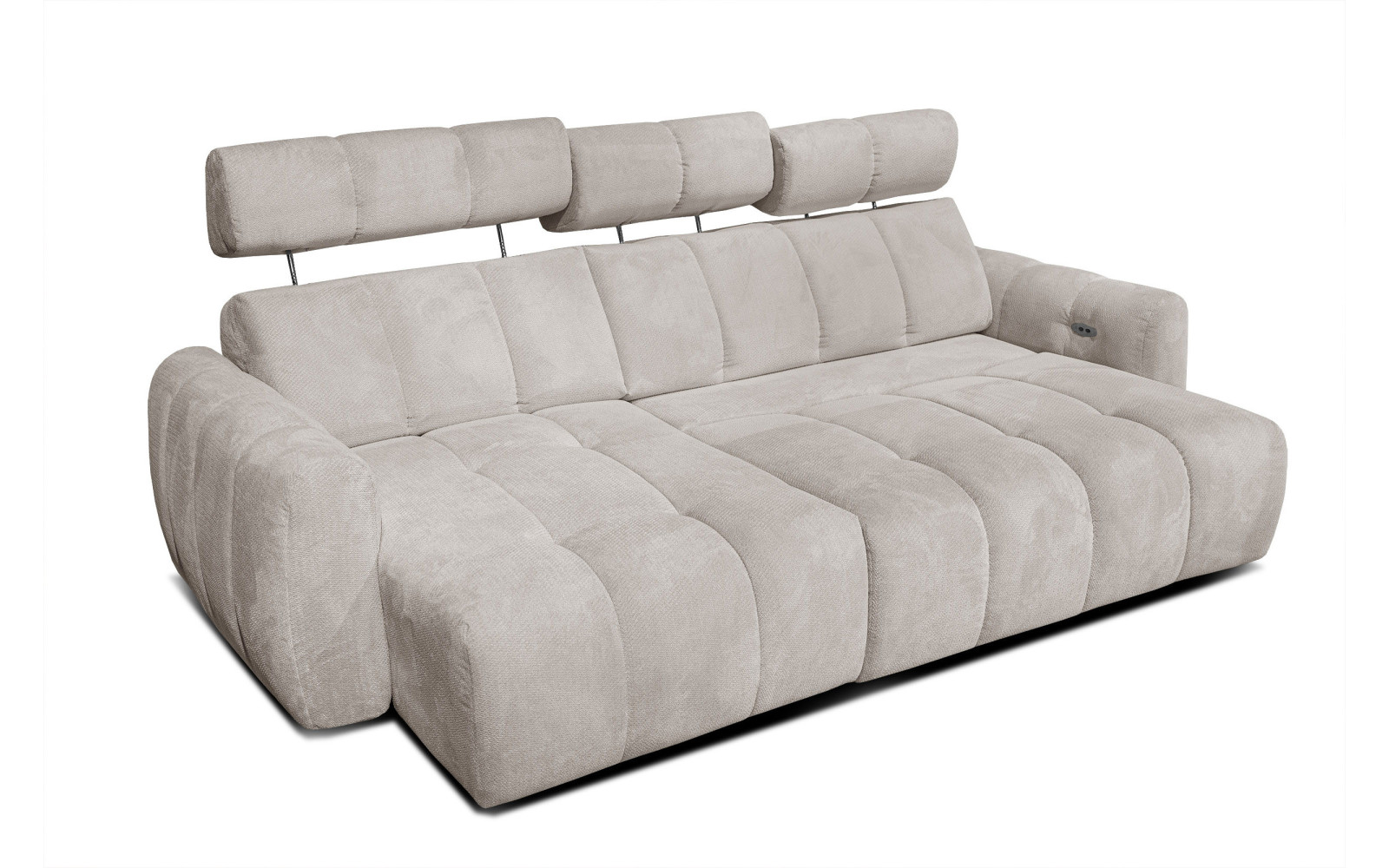 KIMI 3-Sitzer Ecksofa links, ausziehbarer Sitz, verstellbare Kopfstützen, beige