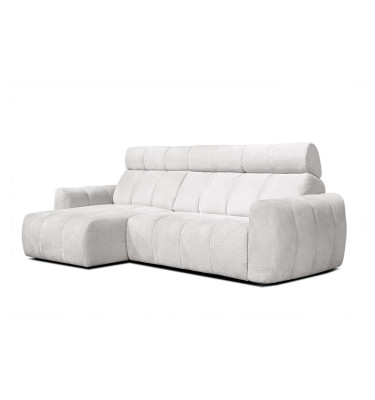 KIMI 3-Sitzer Ecksofa links, ausziehbarer Sitz, verstellbare Kopfstützen, creme