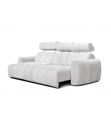 KIMI 3-Sitzer Ecksofa links, ausziehbarer Sitz, verstellbare Kopfstützen, creme