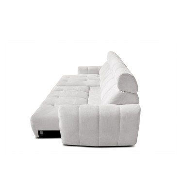 KIMI 3-Sitzer Ecksofa links, ausziehbarer Sitz, verstellbare Kopfstützen, creme