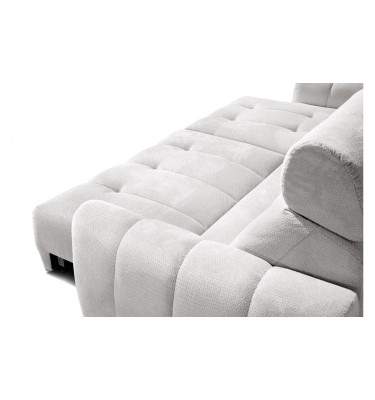 KIMI 3-Sitzer Ecksofa links, ausziehbarer Sitz, verstellbare Kopfstützen, creme