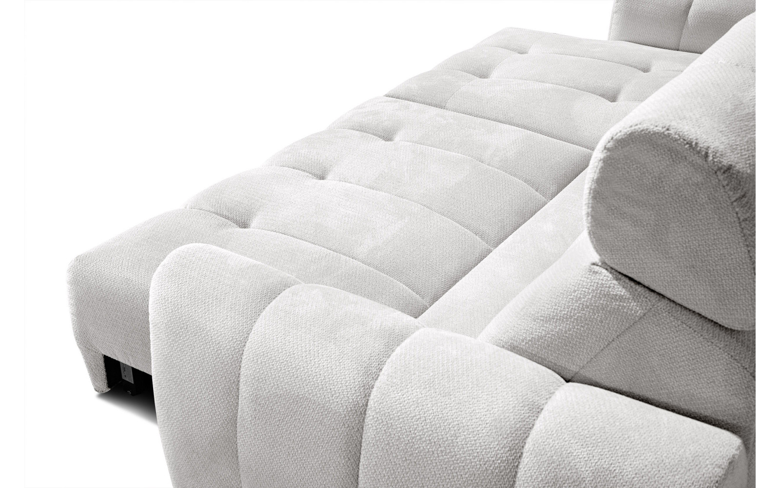 KIMI 3-Sitzer Ecksofa links, ausziehbarer Sitz, verstellbare Kopfstützen, creme