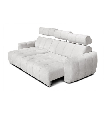 KIMI 3-Sitzer Ecksofa links, ausziehbarer Sitz, verstellbare Kopfstützen, creme