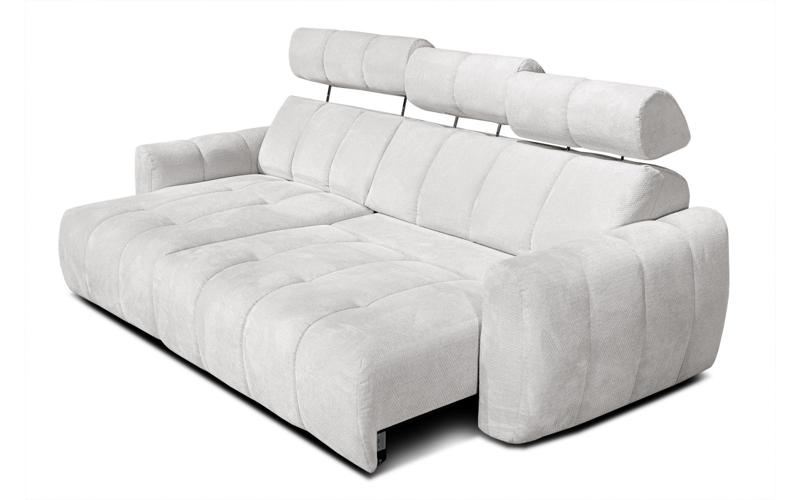 KIMI 3-Sitzer Ecksofa links, ausziehbarer Sitz, verstellbare Kopfstützen, creme