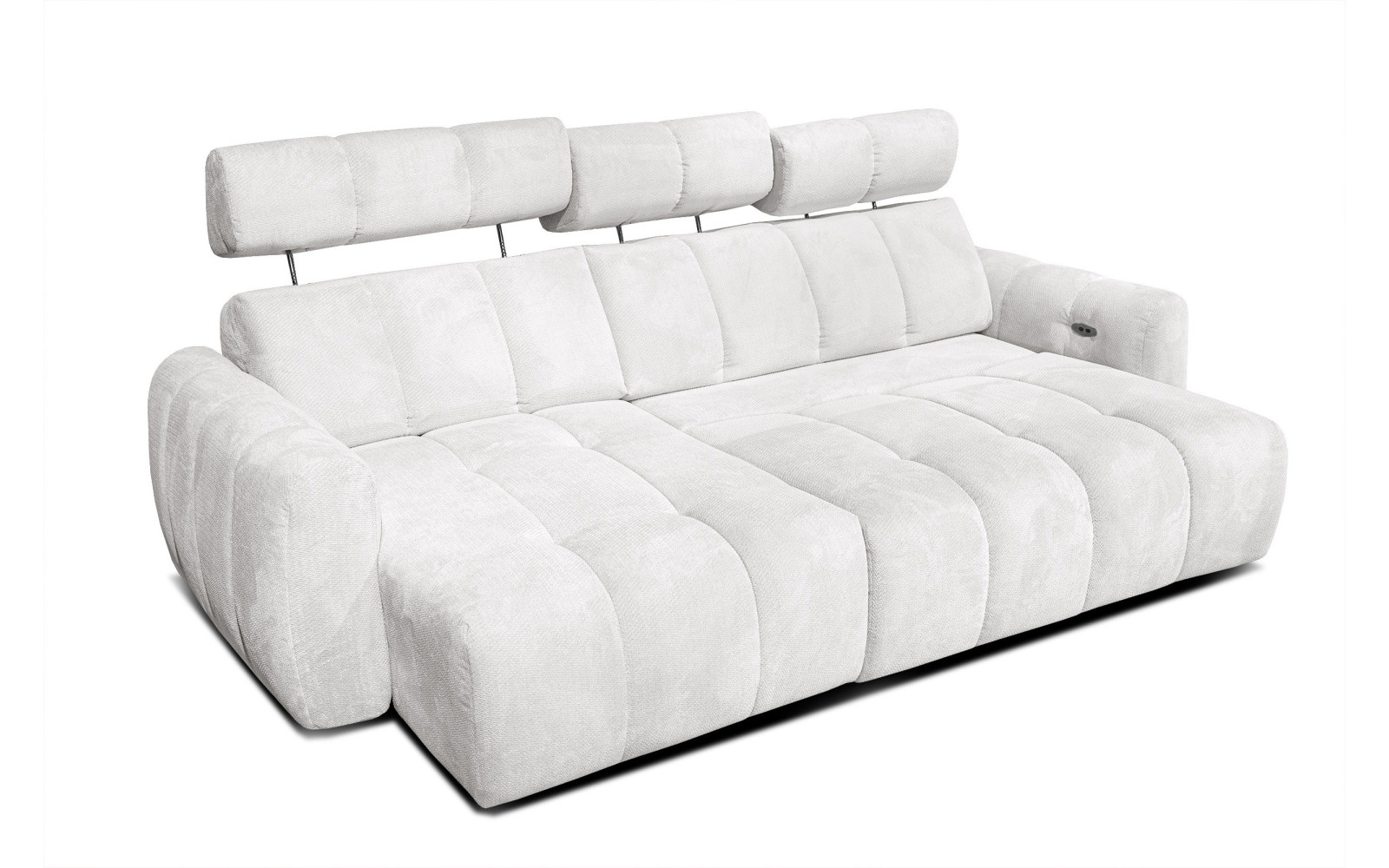 KIMI 3-Sitzer Ecksofa links, ausziehbarer Sitz, verstellbare Kopfstützen, creme