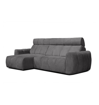 KIMI 3-Sitzer Ecksofa links, ausziehbarer Sitz, verstellbare Kopfstützen, dunkelgrau