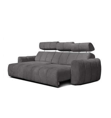 KIMI 3-Sitzer Ecksofa links, ausziehbarer Sitz, verstellbare Kopfstützen, dunkelgrau