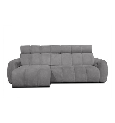 KIMI 3-Sitzer Ecksofa links, ausziehbarer Sitz, verstellbare Kopfstützen, grau