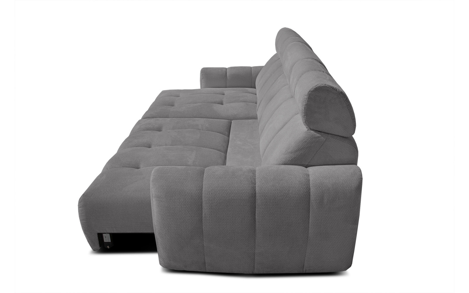 KIMI 3-Sitzer Ecksofa links, ausziehbarer Sitz, verstellbare Kopfstützen, grau