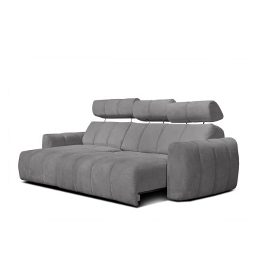 KIMI 3-Sitzer Ecksofa links, ausziehbarer Sitz, verstellbare Kopfstützen, grau