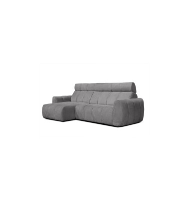 KIMI 3-Sitzer Ecksofa links, ausziehbarer Sitz, verstellbare Kopfstützen, grau