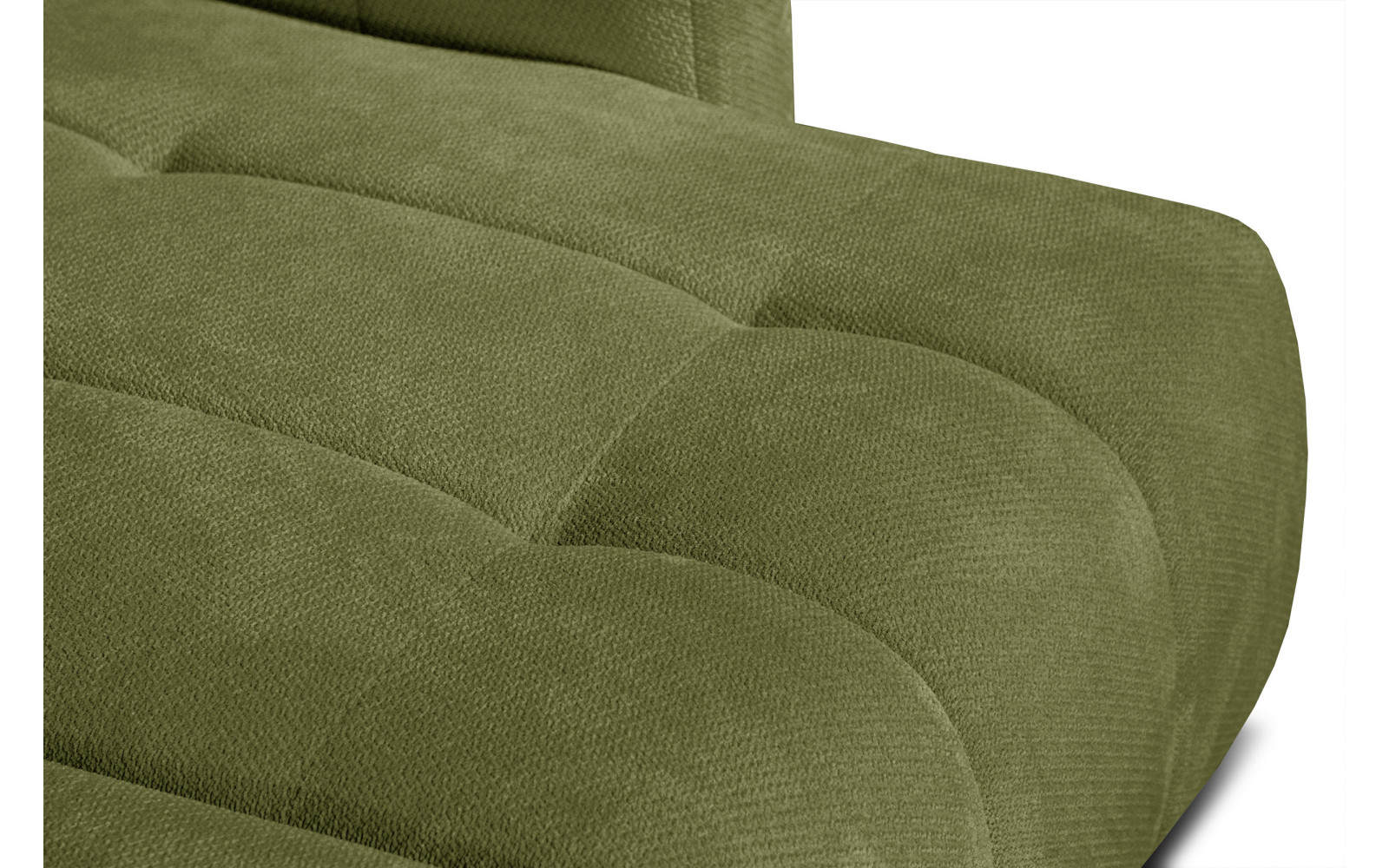 KIMI 3-Sitzer Ecksofa rechts, ausziehbarer Sitz, verstellbare Kopfstützen, olivgrün