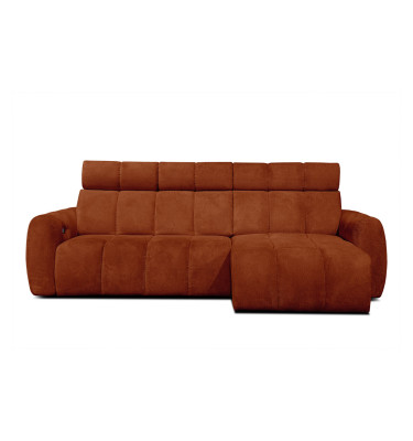 KIMI 3-Sitzer Ecksofa rechts, ausziehbarer Sitz, verstellbare Kopfstützen, rot