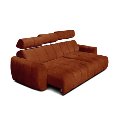 KIMI 3-Sitzer Ecksofa rechts, ausziehbarer Sitz, verstellbare Kopfstützen, rot