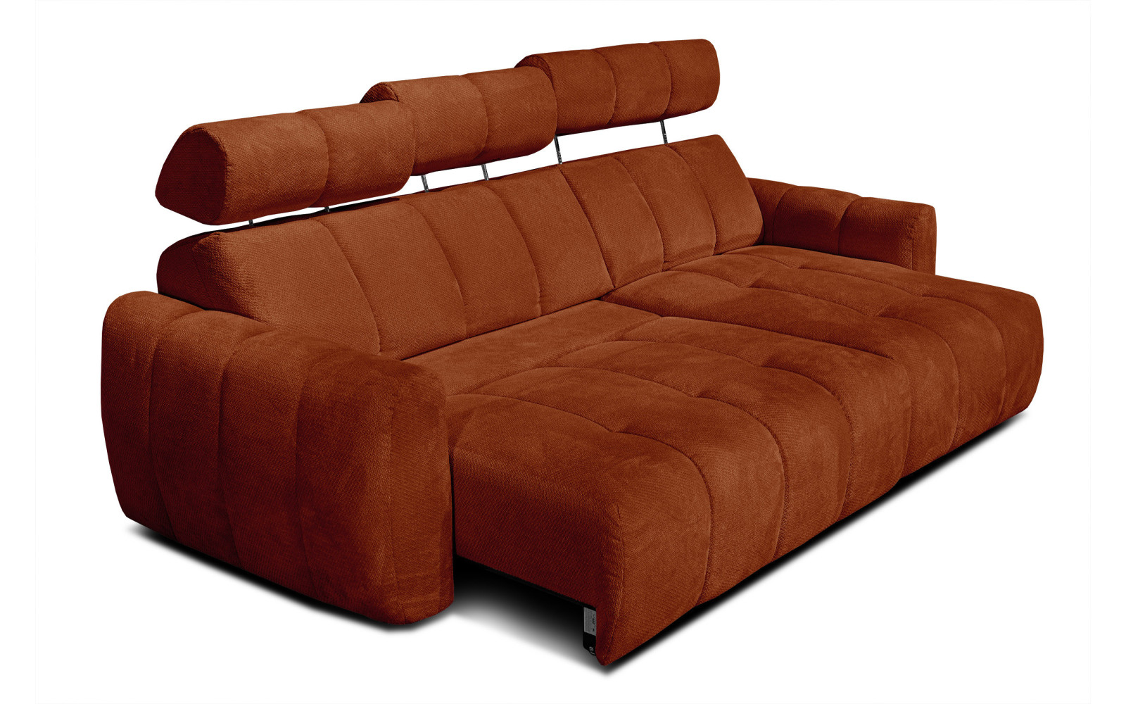 KIMI 3-Sitzer Ecksofa rechts, ausziehbarer Sitz, verstellbare Kopfstützen, rot