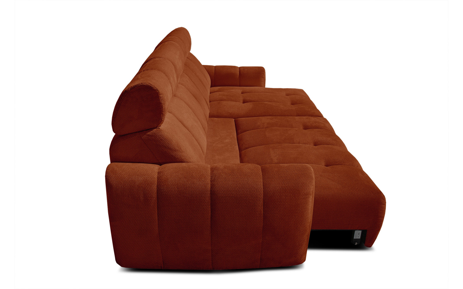 KIMI 3-Sitzer Ecksofa rechts, ausziehbarer Sitz, verstellbare Kopfstützen, rot