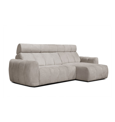 KIMI 3-Sitzer Ecksofa rechts, ausziehbarer Sitz, verstellbare Kopfstützen, beige