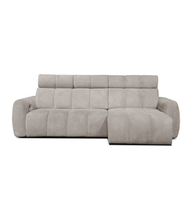 KIMI 3-Sitzer Ecksofa rechts, ausziehbarer Sitz, verstellbare Kopfstützen, beige