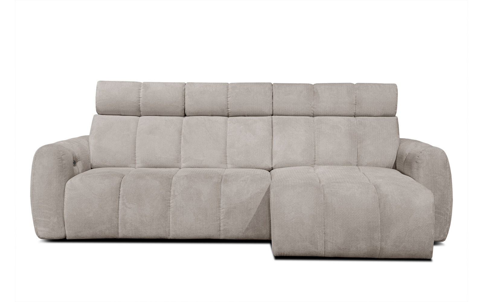 KIMI 3-Sitzer Ecksofa rechts, ausziehbarer Sitz, verstellbare Kopfstützen, beige