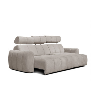 KIMI 3-Sitzer Ecksofa rechts, ausziehbarer Sitz, verstellbare Kopfstützen, beige