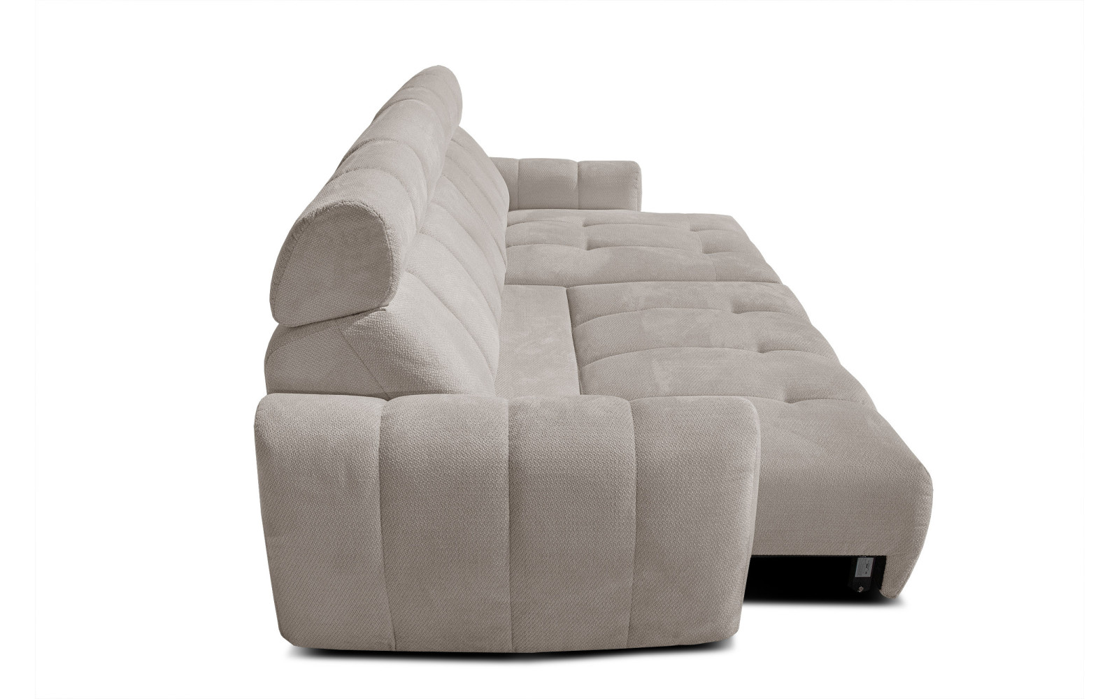 KIMI 3-Sitzer Ecksofa rechts, ausziehbarer Sitz, verstellbare Kopfstützen, beige